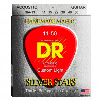 DR SIA-11 SILVER STARS™ струны для акустической гитары, посеребрёные 11 - 50