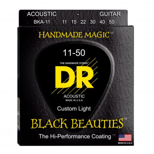 DR Strings BKA-11 Black Beauties 11-50 Medium Lite струны для акустической гитары