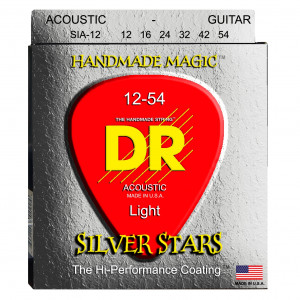 DR SIA-12 SILVER STARS™ струны для акустической гитары, посеребрёные 12 - 54