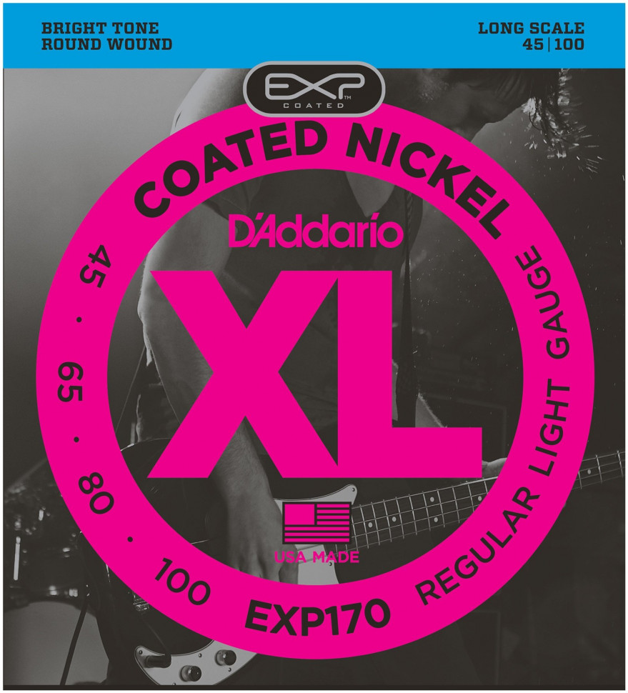 Струны для бас-гитары D'Addario 45-100 EXP170 Coated Nickel