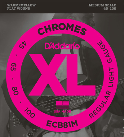 D'Addario ECB81M Chromes Bass Light, 45-100 струны для бас-гитары