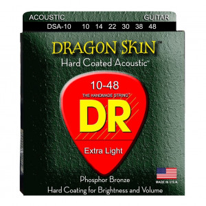 DR Strings DSA-10 Dragon Skin Clear Coated Acoustic 10-48 струны для акустической гитары