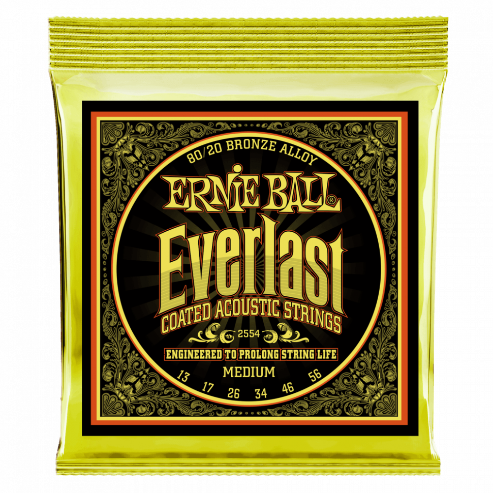 Струны для акустической гитары Ernie Ball 13-56 2554 Everlast Medium Coated 80/20 Bronze