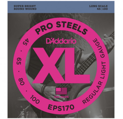 Струны для бас-гитары D'Addario EPS170 ProSteels Bass Light 45-100 Long Scale