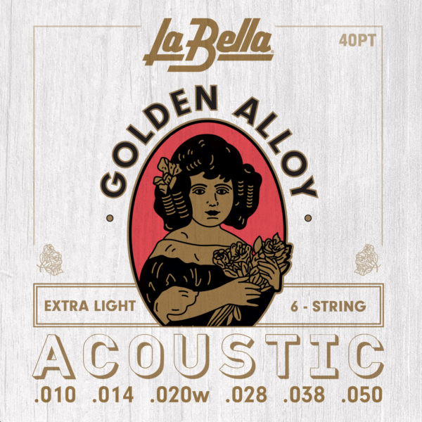 ​Струны для акустической гитары La Bella 40PT Golden Alloy 80/20 Extra Light 10-50​
