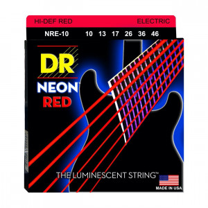 DR NRE-10 HI-DEF NEON RED 10-46 струны для электрогитары с люминисцентным покрытием