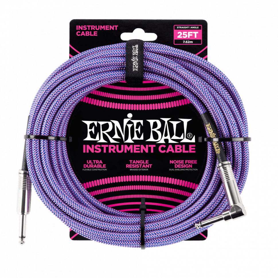 Кабель инструментальный Ernie Ball 6069 прямой-угловой 7,62 м, фиолетовый