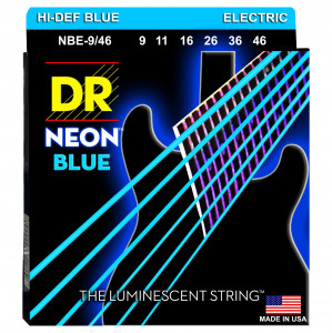 DR NBE-9/46 HI-DEF NEON™ струны для электрогитары, с люминесцентным покрытием, синие 9 - 46