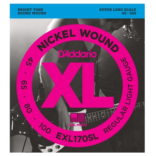 D'Addario EXL170SL струны для 4 струнной бас-гитары, никель, Soft, 45-100, Super Long Scale