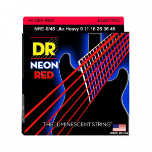 DR NRE-9/46 HI-DEF NEON RED 9-46 струны для электрогитары с люминисцентным покрытием