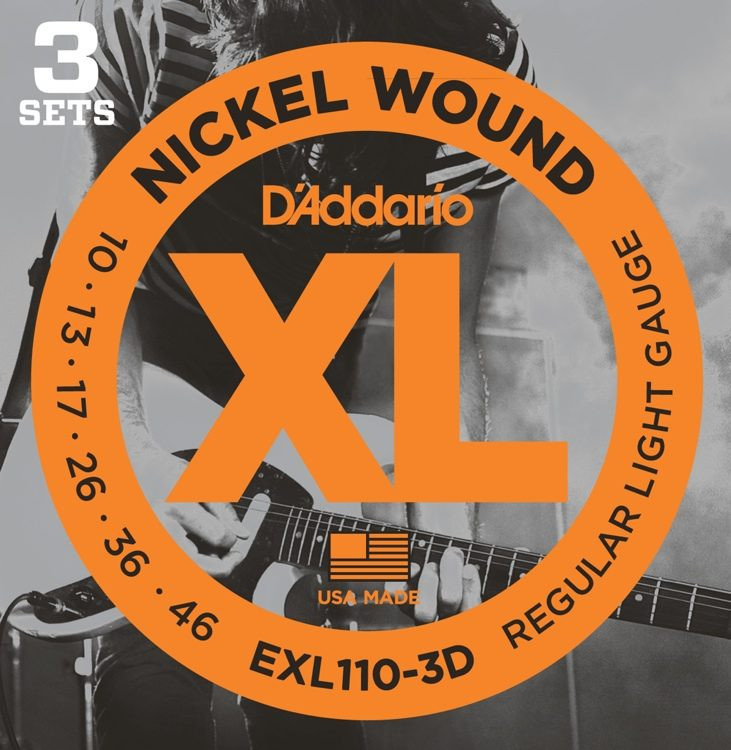 Струны для электрогитары D'Addario EXL110-3D Regular Light Nickel Wound 3 комплекта