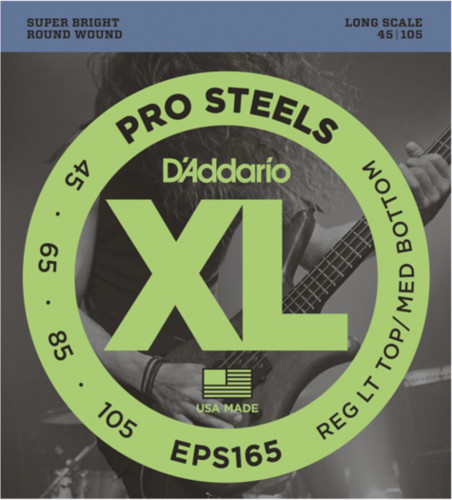 Струны для бас-гитары D'Addario EPS165 ProSteels Bass Custom Light 45-105