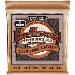 Ernie Ball 3545 Earthwood Phosphor Bronze Custom Light 3 Pack 11.5-54 струны для акустической гитары