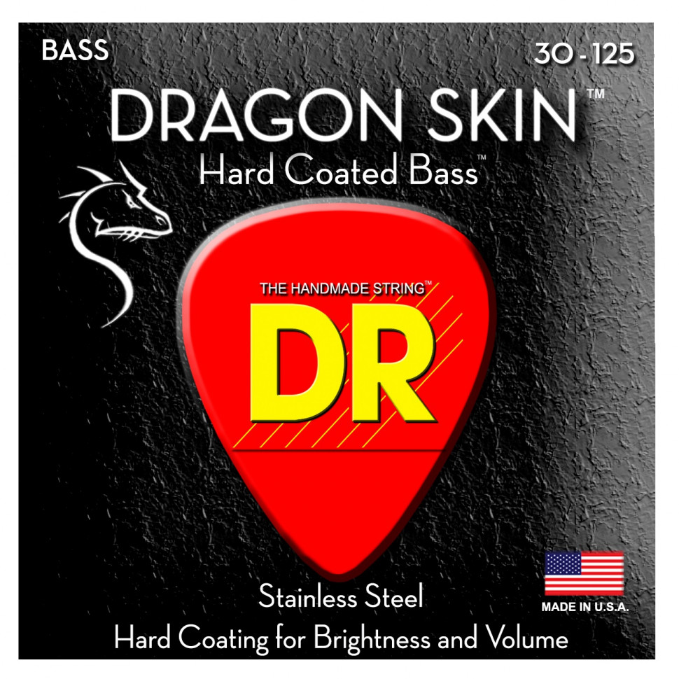 DR DSB6-30 - DRAGON SKIN™ - струны для 6-струнной бас-гитары, прозрачное покрытие, нержавеющая сталь, 30 - 125