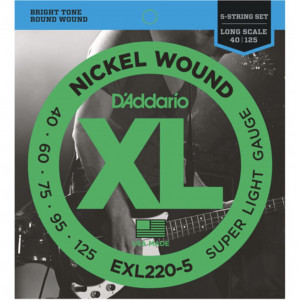 ​Струны для бас-гитары D'Addario EXL220-5 Super Light Nickel Wound 40-125 Long Scale