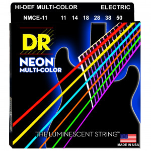 DR NMCE-11 HI-DEF NEON™ струны для электрогитары, с люминесцентным покрытием, разноцветные 11 - 50