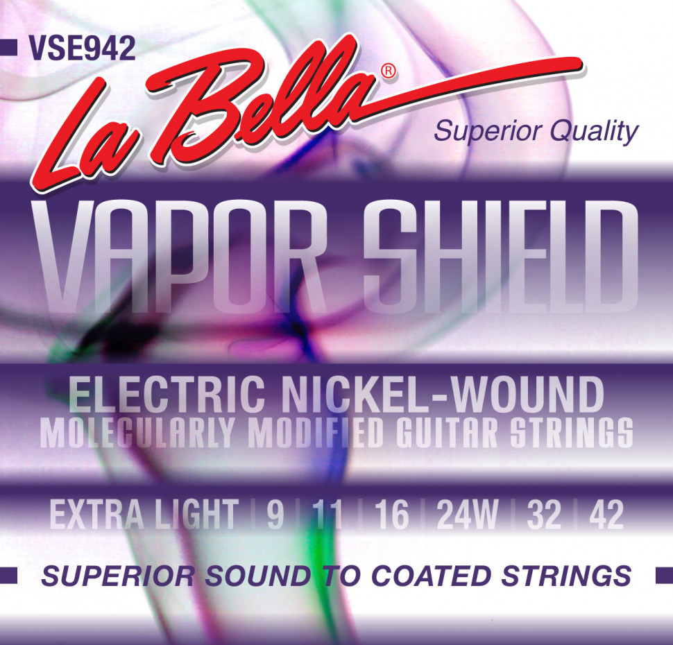 ​Струны для электрогитары La Bella VSE942 Vapor Shield Electric Extra Light 9-42