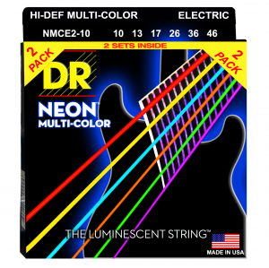 DR NMCE-2/10 HI-DEF NEON™ струны для электрогитары, с люминесцентным покрытием, разноцветные 10 - 46 2 комплекта