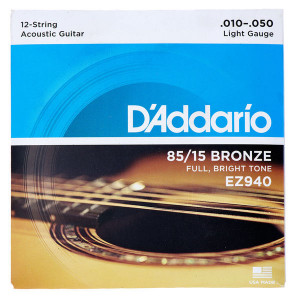 D'Addario EZ940 85/15 American Bronze Acoustic Light, 10-50 струны для 12-струнной акустической гитары