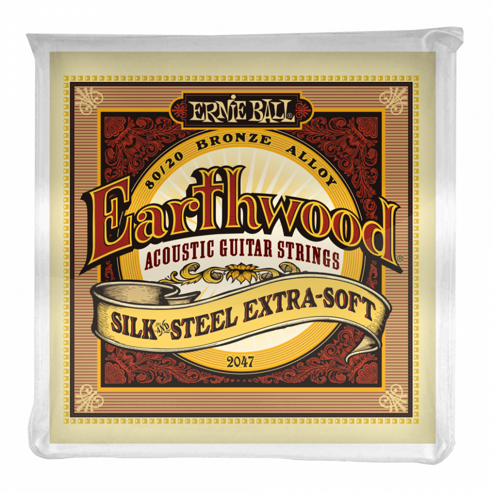 Ernie Ball 2047 Earthwood Silk & Steel Extra Soft 80/20 Bronze 10-50 струны для акустической гитары
