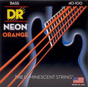 DR NOB-40 HI-DEF NEON™ струны для 4-струнной бас- гитары, с люминесцентным покрытием, оражневые 40 - 100