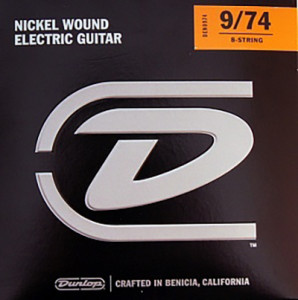 Dunlop Light, 9-74 DEN0974 комплект струн для 8-струнной электрогитары, никелированные