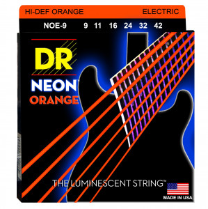 DR NOE-9 HI-DEF NEON™ струны для электрогитары, с люминесцентным покрытием, оранжевые 9 - 42