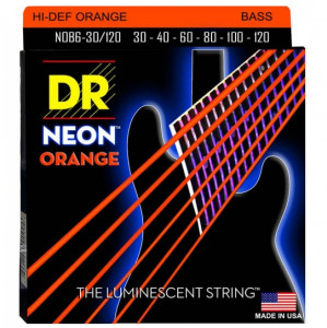 DR NOB6-30/120 - HI-DEF NEON™ струны для 6-струнной бас- гитары, с люминесцентным покрытием, оранжевые 30 - 120