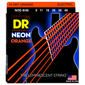 DR NOE-9/46 HI-DEF NEON™ струны для электрогитары, с люминесцентным покрытием, оранжевые 9 - 46