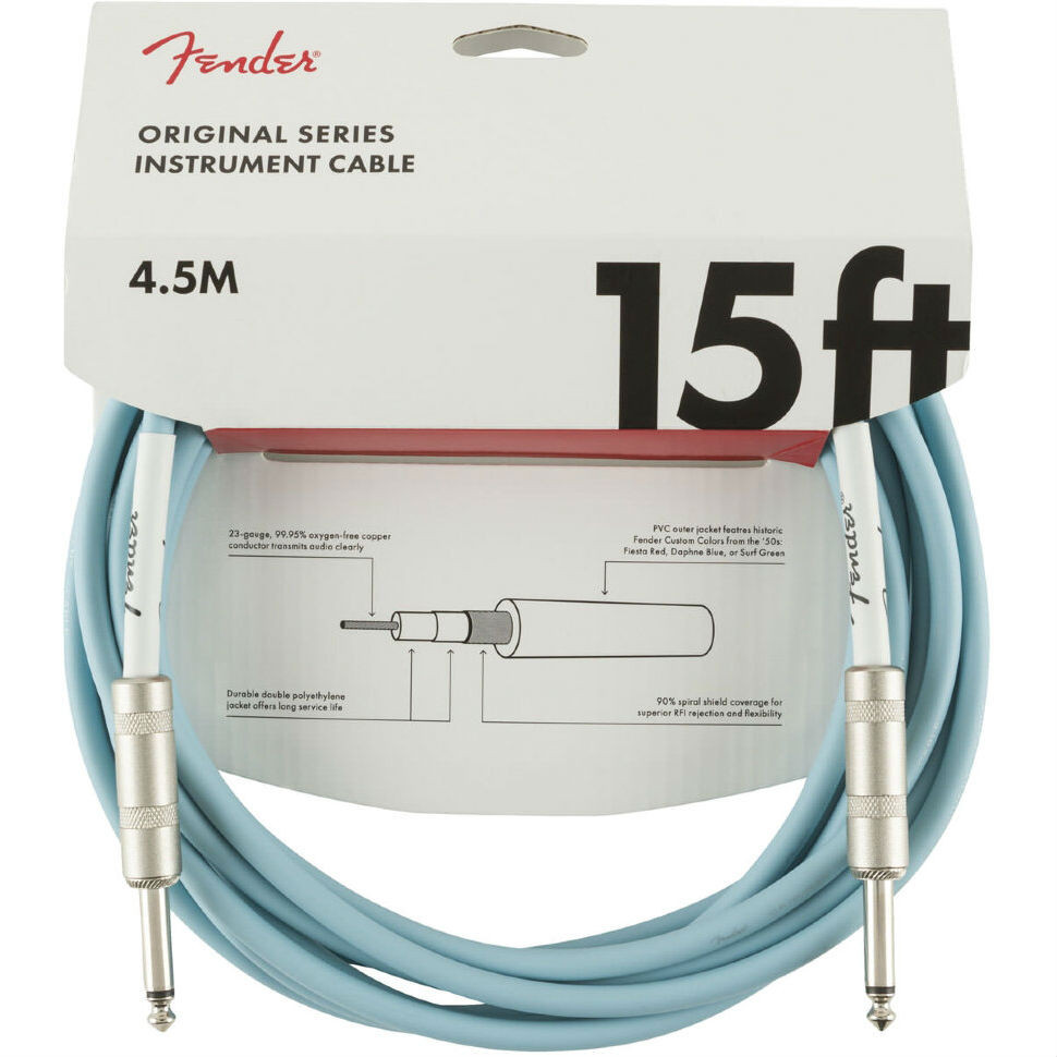 Fender 15' OR INST Cable DBL Daphne Blue кабель инструментальный 4,5 м