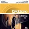 D'Addario EJ14 80/20 Bronze Acoustic Light Top/Medium Bottom/Bluegrass, 12-56 струны для акустической гитары