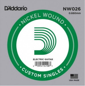 D'Addario NW026 - одиночная струна для электрогитары .026 обмотка никель