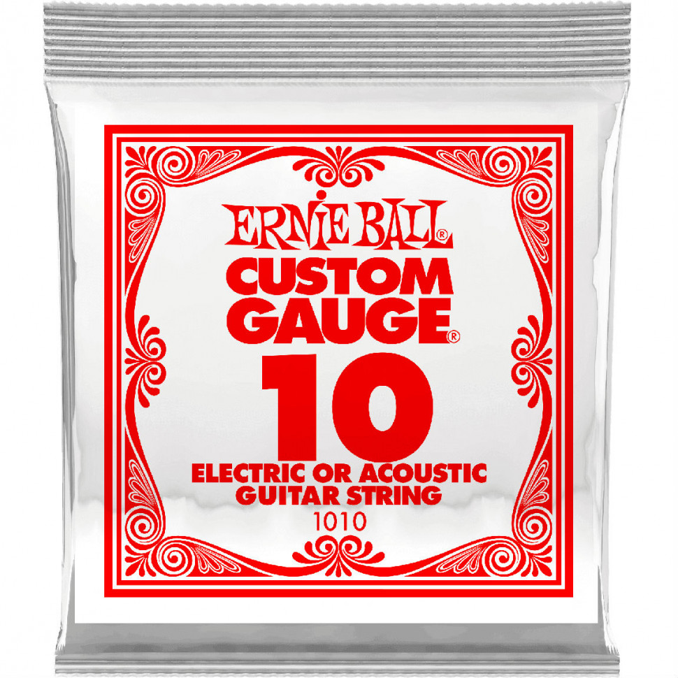 Одиночная струна для электро и акустической гитары Ernie Ball 10 1010