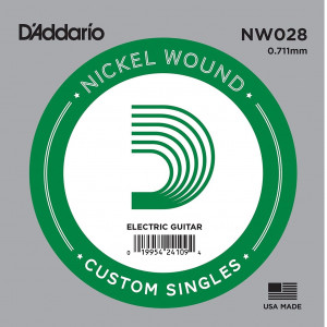D'Addario NW028 - одиночная струна для электрогитары .028 обмотка никель