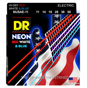 DR NUSAE-11 HI-DEF NEON™ струны для электрогитары, с люминесцентным покрытием, в палитре цветов американского флага 11 - 50