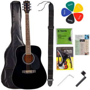 Terris TD-041 BK Starter Pack набор гитариста: акуст. гитара и комплект аксессуаров