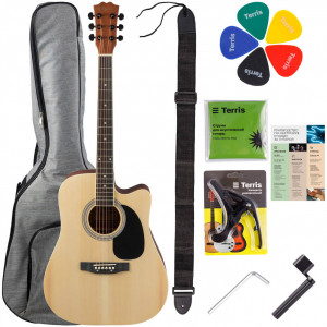 Terris TD-045 NA Starter Pack набор гитариста: акуст. гитара и комплект аксессуаров