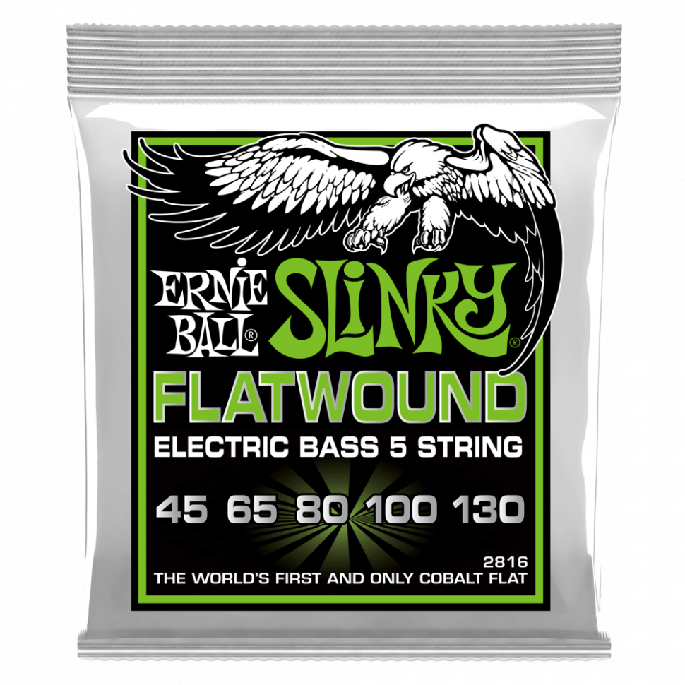 Струны для бас-гитары Ernie Ball 2816 Regular Slinky Flatwound 5-string , 45-130