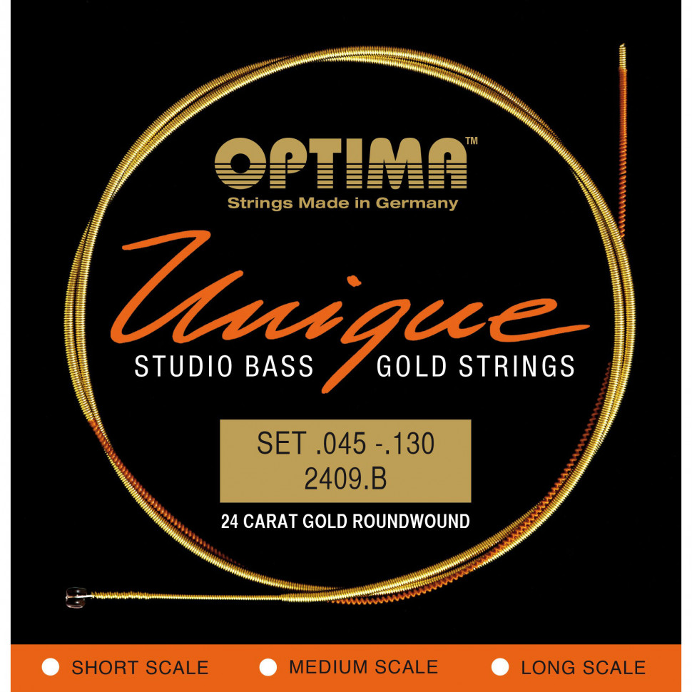 45-130 Optima E-Bass Unique 24K Gold Long Scale струны для бас-гитары