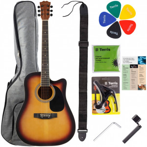 Terris TD-045 SB Starter Pack набор гитариста: акуст. гитара и комплект аксессуаров