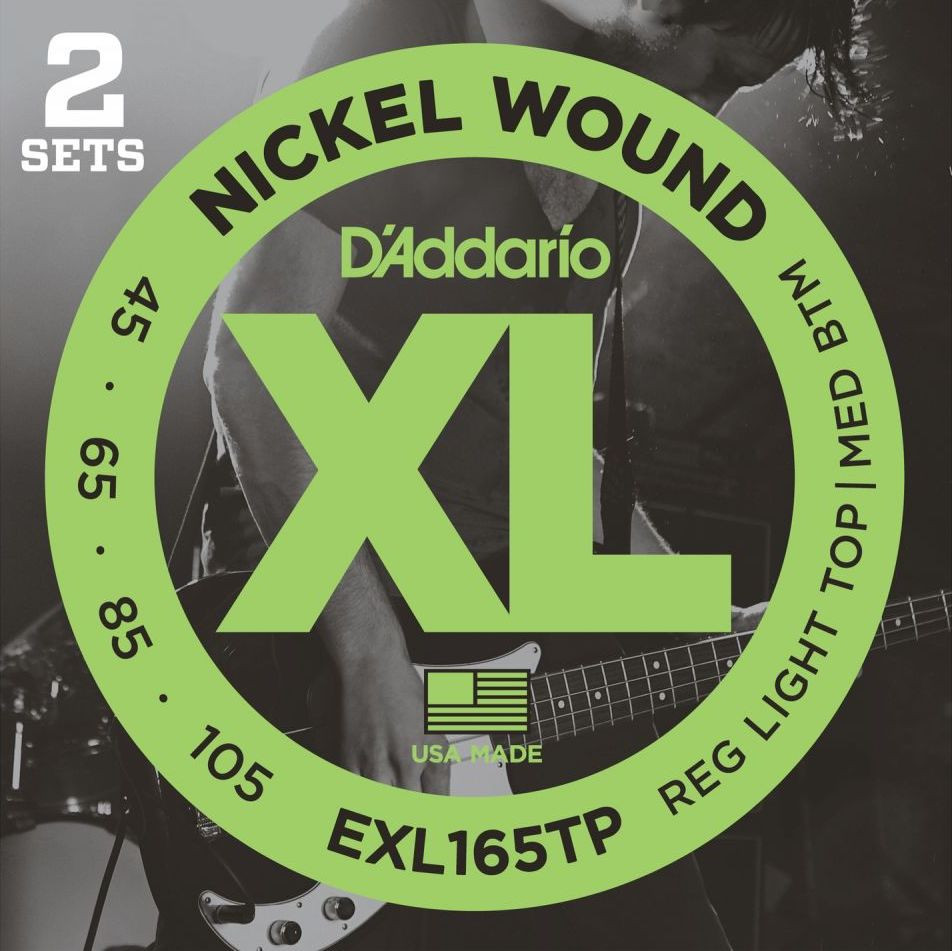 Струны для бас-гитары D'Addario EXL165TP Custom Light Nickel Wound 45-105 2 комплекта