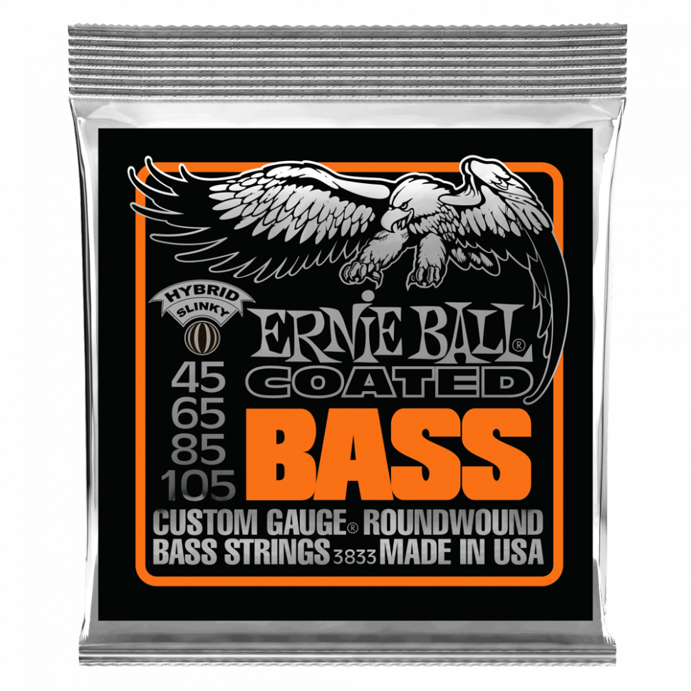 Струны для бас-гитары Ernie Ball 3833 Coated Hybrid Slinky, 45-105