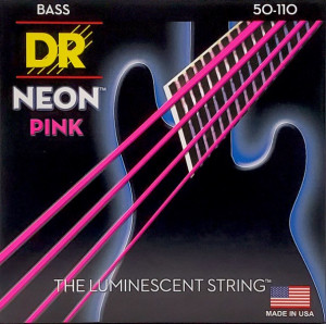 DR NPB-50 HI-DEF NEON™ струны для 4-струнной бас- гитары, с люминесцентным покрытием, розовые 50 - 110