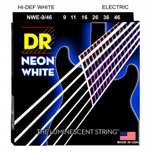DR NWE-9/46 HI-DEF NEON™ струны для электрогитары, с люминесцентным покрытием, белые 9 - 46