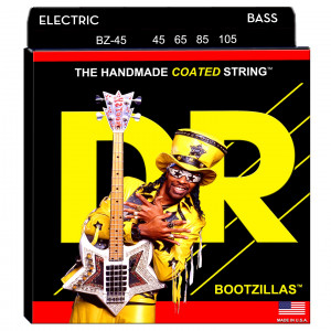 DR BZ-45 - BOOTZILLAS™ - подписные струны Bootsy Collins для 4-струнной бас-гитары, прозрачное покрытие, нержавеющая сталь, 45 - 105