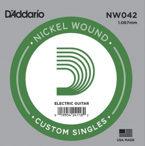 D'Addario NW042 - одиночная струна для электрогитары, .042 обмотка никель