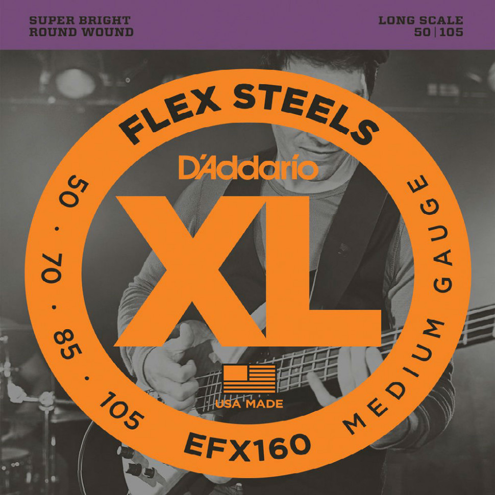 Струны для бас-гитары D'Addario 50-105 EFX160 FlexSteels