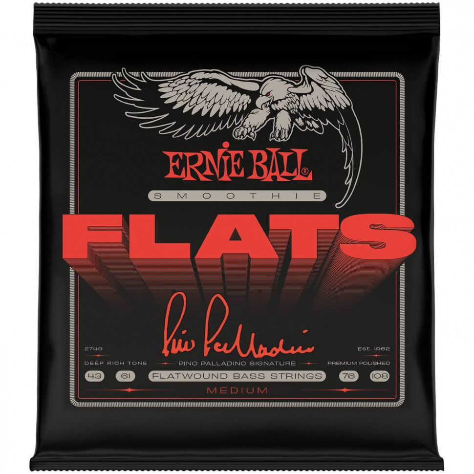 Ernie Ball 2749 Pino Palladino Smoothie Flats Medium 43-108 струны для бас-гитары	