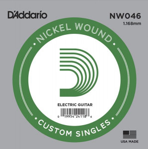 D'Addario NW046 - одиночная струна для электрогитары, .046 обмотка никель