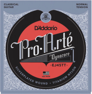 Струны для классической гитары D'Addario EJ45TT Pro-Arté Dynacore, Titanium Trebles, Normal Tension